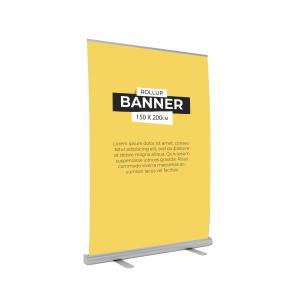 Porta Banner ROLLUP WIDE Alumínio Anoidizado, 1,50 x 2,00m,  EcoPhoto Film 240gr  Acompanha Case p/ Viagem.